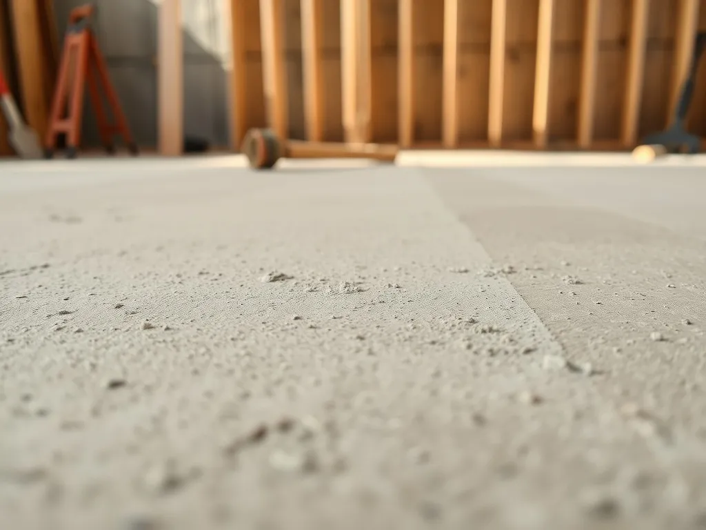Świeżo wylany beton na budowie, z widoczną fakturą powierzchni, ilustrujący etap wiązania i utwardzania.
