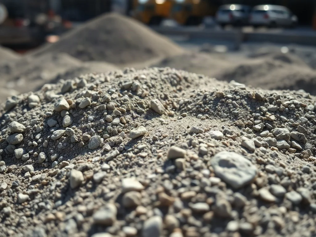 Zbliżenie na teksturę mieszanki betonowej z widocznym kruszywem, żwirem i piaskiem, podkreślające jakość użytych materiałów.