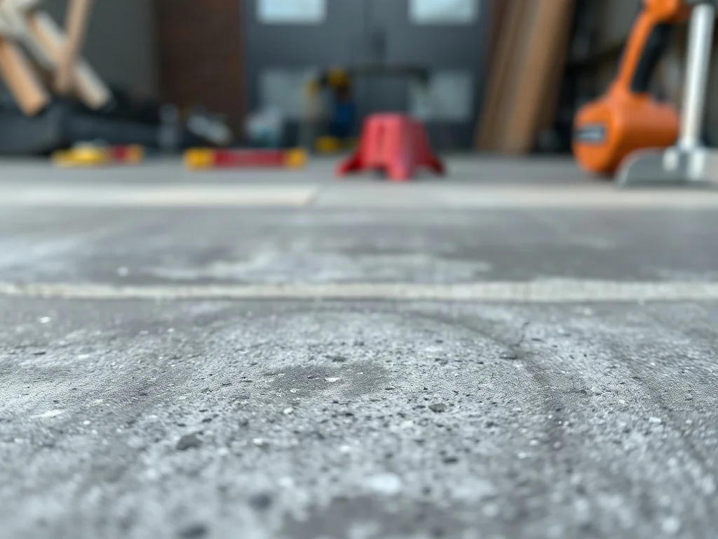 Wygładzona powierzchnia posadzki betonowej z widoczną strukturą kruszywa, prezentująca wysoką jakość wykonania wylewki.